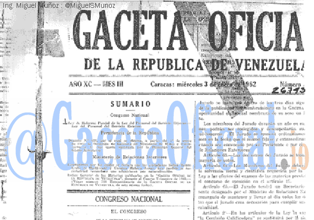 Gaceta Oficial 26743 del 3 Enero 1962
