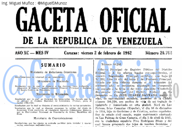 Gaceta Oficial 26768 del 2 Febrero 1962