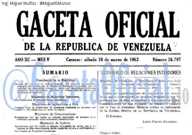 Gaceta Oficial 26797 del 10 Marzo 1962