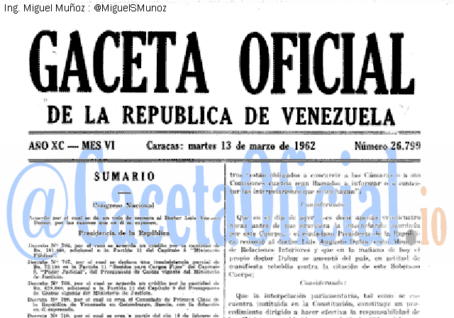 Gaceta Oficial 26799 del 13 Marzo 1962
