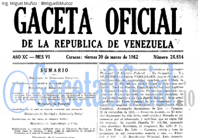 Gaceta Oficial 26814 del 30 Marzo 1962