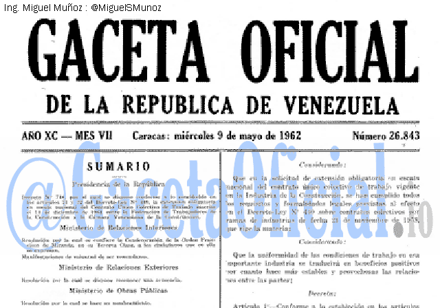 Gaceta Oficial 26843 del 9 Mayo 1962