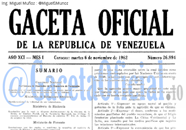 Gaceta Oficial 26994 del 6 Noviembre 1962