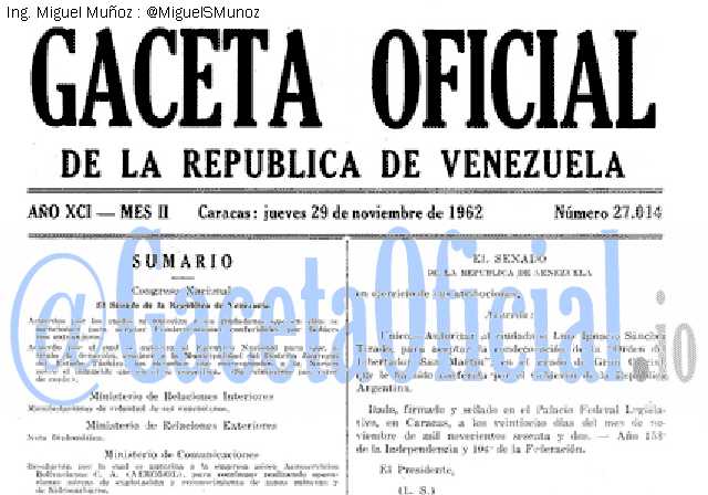 Gaceta Oficial 27014 del 29 Noviembre 1962