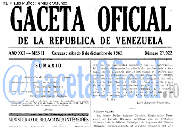 Gaceta Oficial 27022 del 8 Diciembre 1962