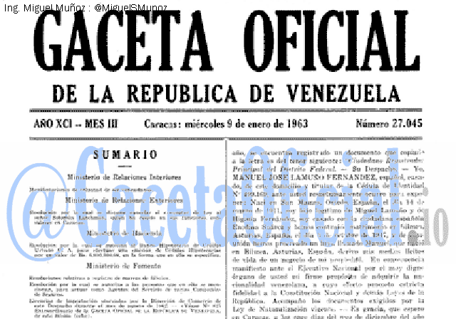 Gaceta Oficial 27045 del 9 Enero 1963