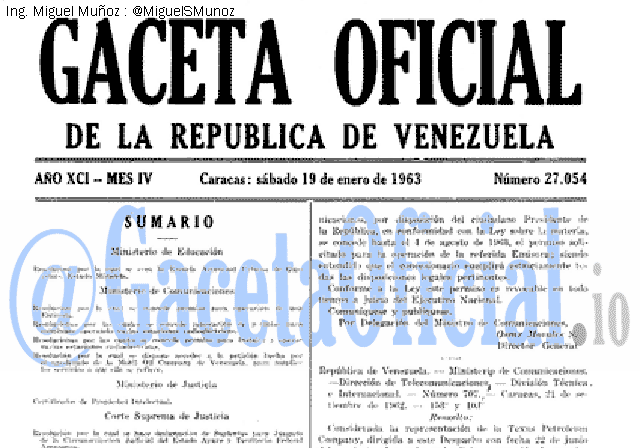 Gaceta Oficial 27054 del 19 Enero 1963