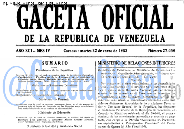 Gaceta Oficial 27056 del 22 Enero 1963