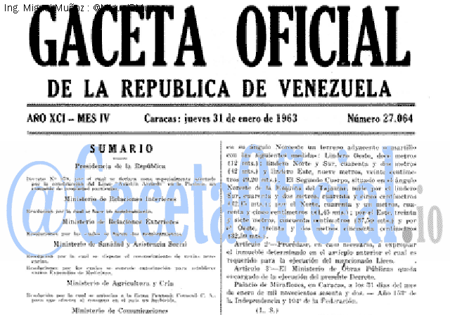 Gaceta Oficial 27064 del 31 Enero 1963