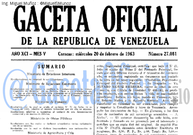 Gaceta Oficial 27081 del 20 Febrero 1963