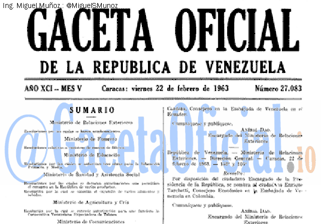 Gaceta Oficial 27083 del 22 Febrero 1963