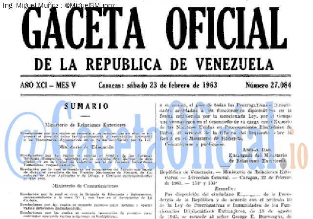 Gaceta Oficial 27084 del 23 Febrero 1963