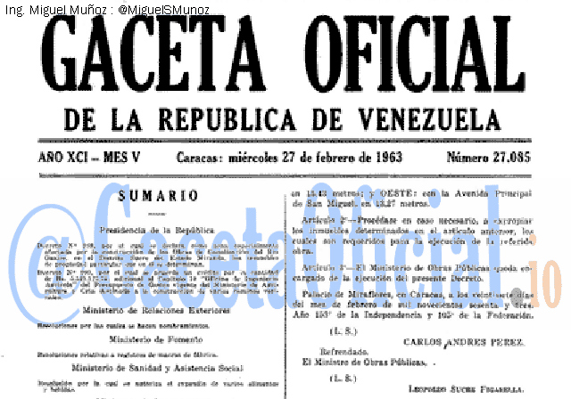 Gaceta Oficial 27085 del 27 Febrero 1963