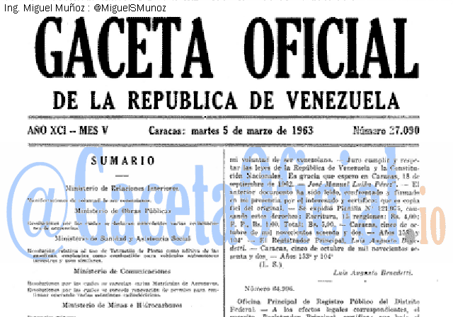 Gaceta Oficial 27090 del 5 Marzo 1963