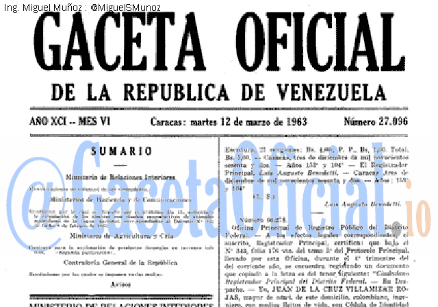 Gaceta Oficial 27096 del 12 Marzo 1963