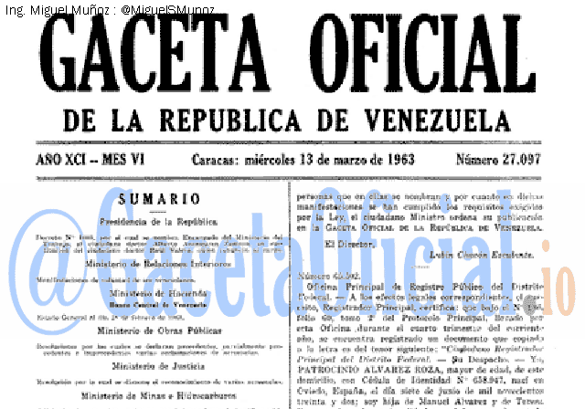 Gaceta Oficial 27097 del 13 Marzo 1963