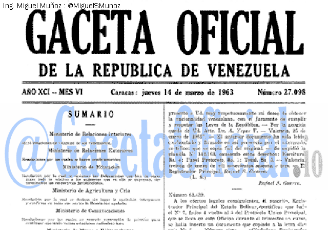 Gaceta Oficial 27098 del 14 Marzo 1963