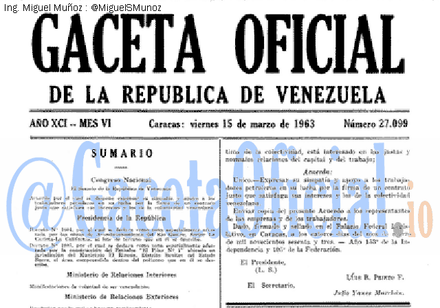 Gaceta Oficial 27099 del 15 Marzo 1963