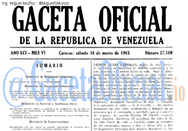Gaceta Oficial 27100 del 16 Marzo 1963