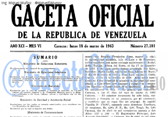 Gaceta Oficial 27101 del 18 Marzo 1963