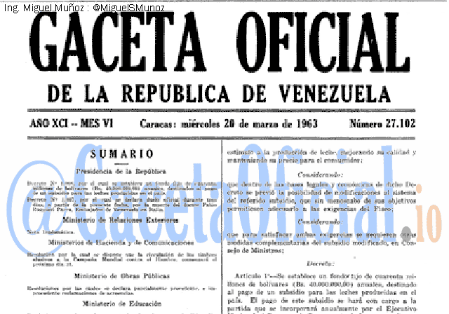 Gaceta Oficial 27102 del 20 Marzo 1963