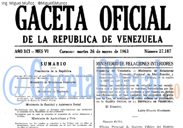Gaceta Oficial 27107 del 26 Marzo 1963