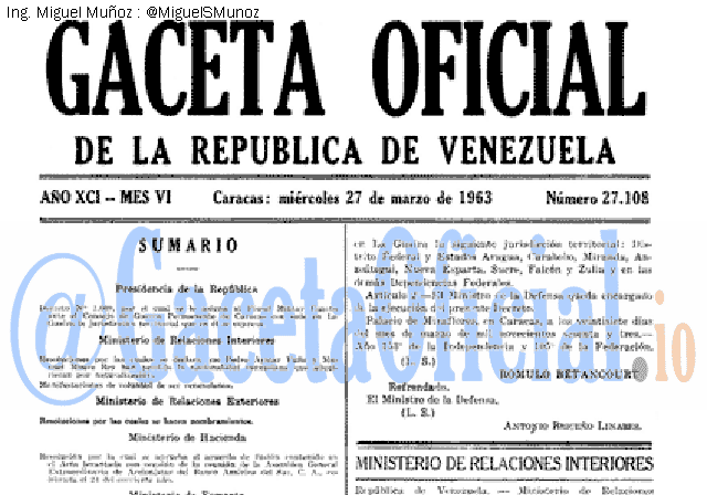 Gaceta Oficial 27108 del 27 Marzo 1963