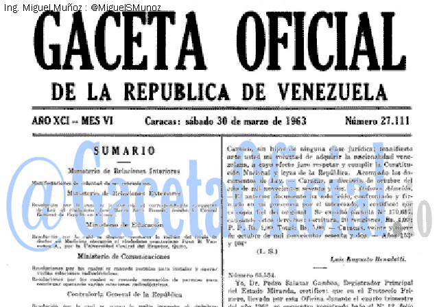 Gaceta Oficial 27111 del 30 Marzo 1963