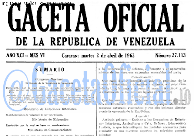 Gaceta Oficial 27113 del 2 Abril 1963