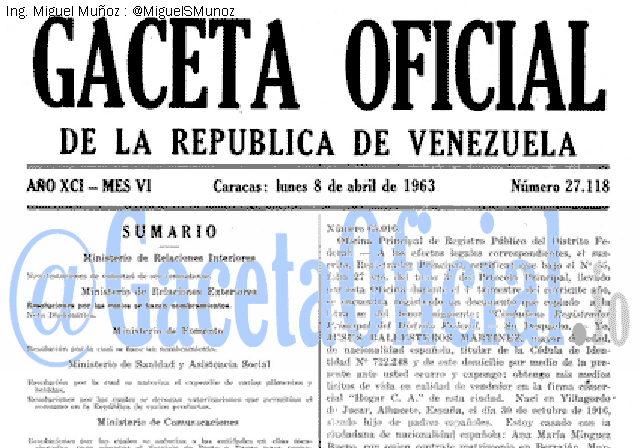 Gaceta Oficial 27118 del 8 Abril 1963