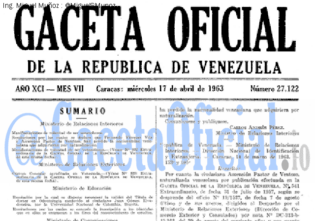 Gaceta Oficial 27122 del 17 Abril 1963