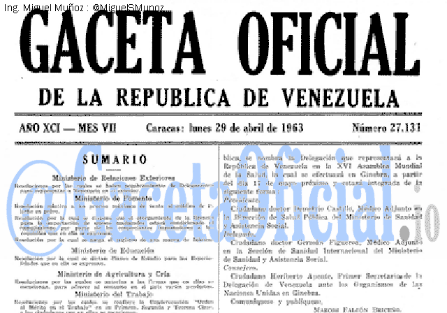 Gaceta Oficial 27131 del 29 Abril 1963