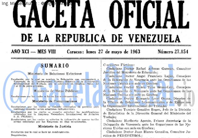 Gaceta Oficial 27154 del 27 Mayo 1963
