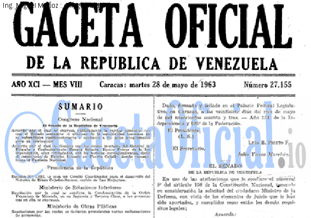 Gaceta Oficial 27155 del 28 Mayo 1963