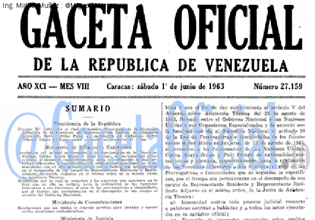 Gaceta Oficial 27159 del 1 Junio 1963