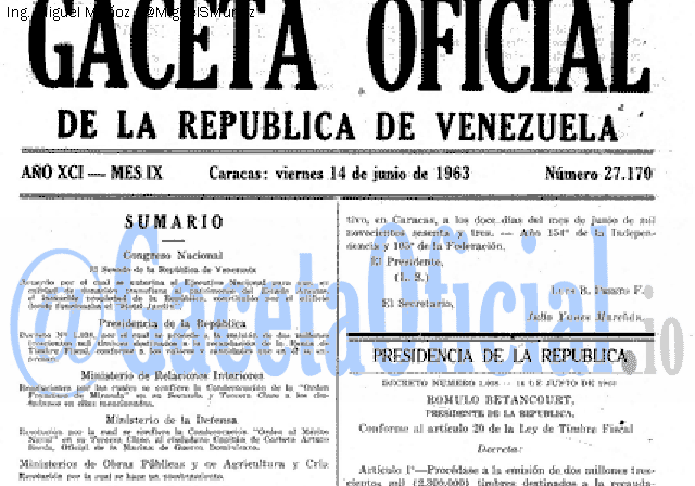 Gaceta Oficial 27170 del 14 Junio 1963