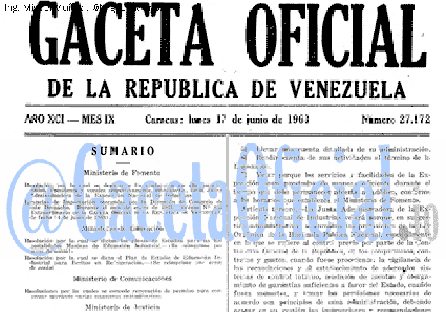 Gaceta Oficial 27172 del 17 Junio 1963