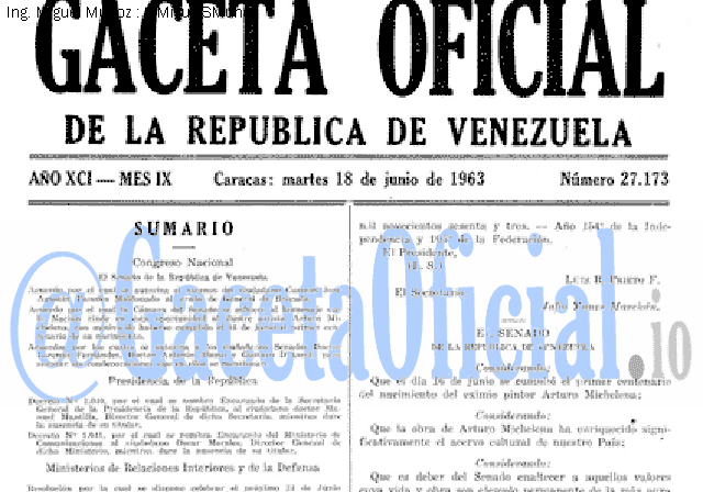 Gaceta Oficial 27173 del 18 Junio 1963