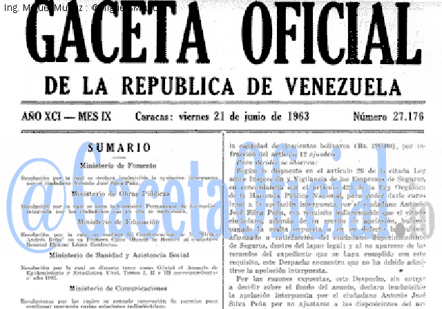 Gaceta Oficial 27176 del 21 Junio 1963