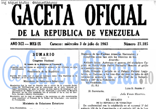 Gaceta Oficial 27185 del 3 Julio 1963