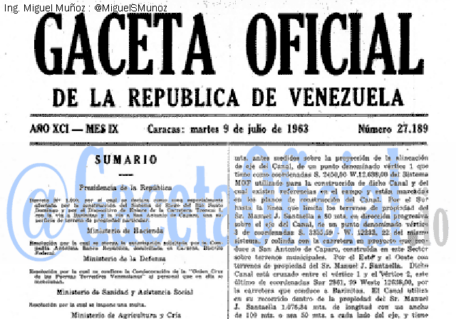 Gaceta Oficial 27189 del 9 Julio 1963