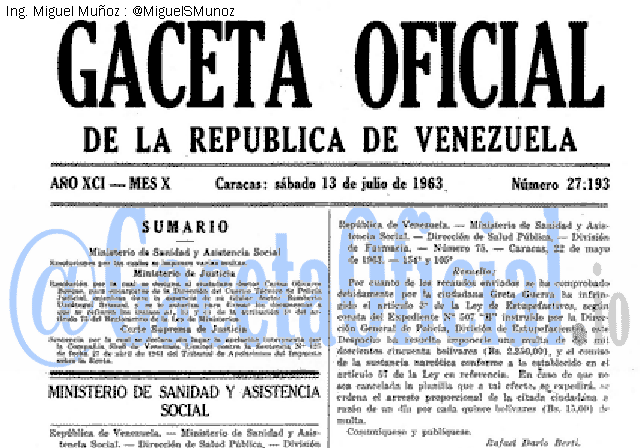 Gaceta Oficial 27193 del 13 Julio 1963