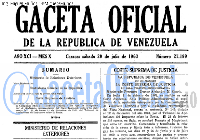 Gaceta Oficial 27199 del 20 Julio 1963