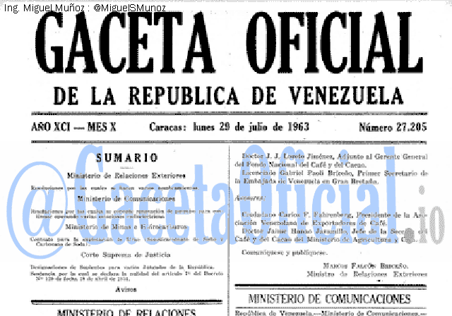 Gaceta Oficial 27205 del 29 Julio 1963