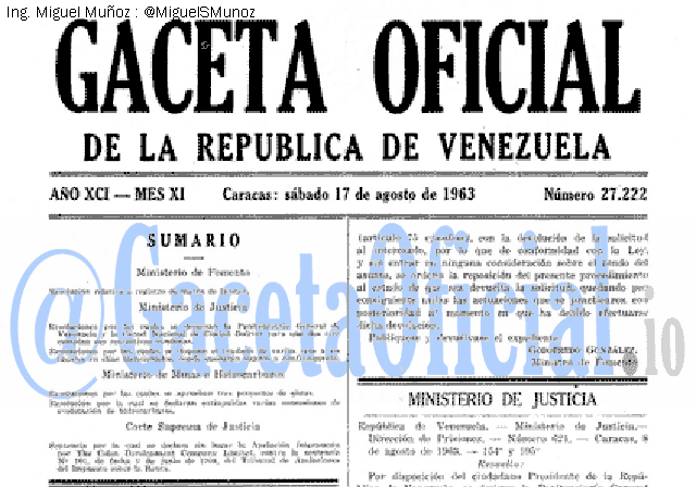 Gaceta Oficial 27222 del 17 Agosto 1963
