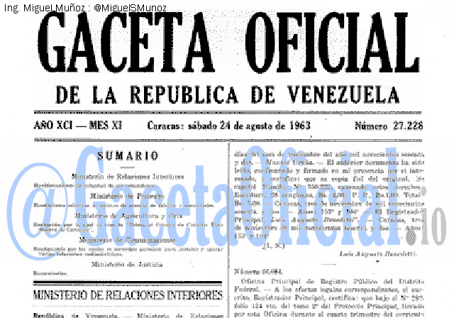 Gaceta Oficial 27228 del 24 Agosto 1963