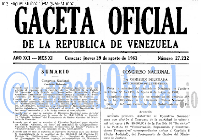 Gaceta Oficial 27232 del 29 Agosto 1963