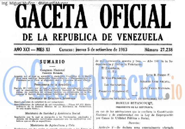 Gaceta Oficial 27238 del 5 Septiembre 1963