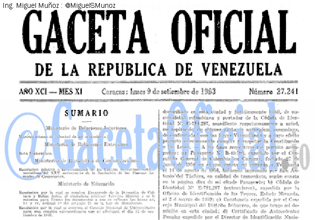 Gaceta Oficial 27241 del 9 Septiembre 1963