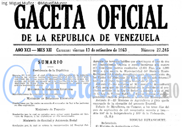 Gaceta Oficial 27245 del 13 Septiembre 1963